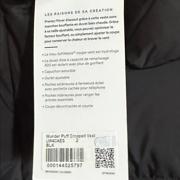 Lululemon Wunder Puff 600-Down-Fill Cropped Black Vest - Picture 11 of 13